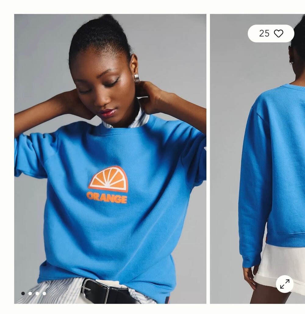 KULE The Raleigh Orange Slice Sweatshirt Blue Size Medium